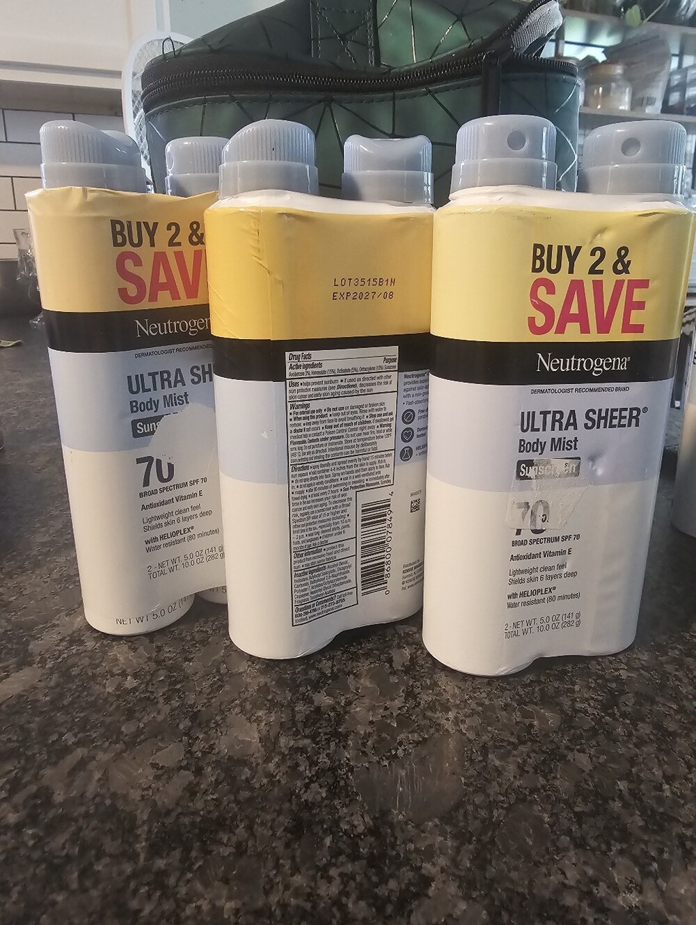 6 Pack Ultra Sheer Body Mist Sunscreen Spray Spectrum SPF 70 5 oz Exp 08/27